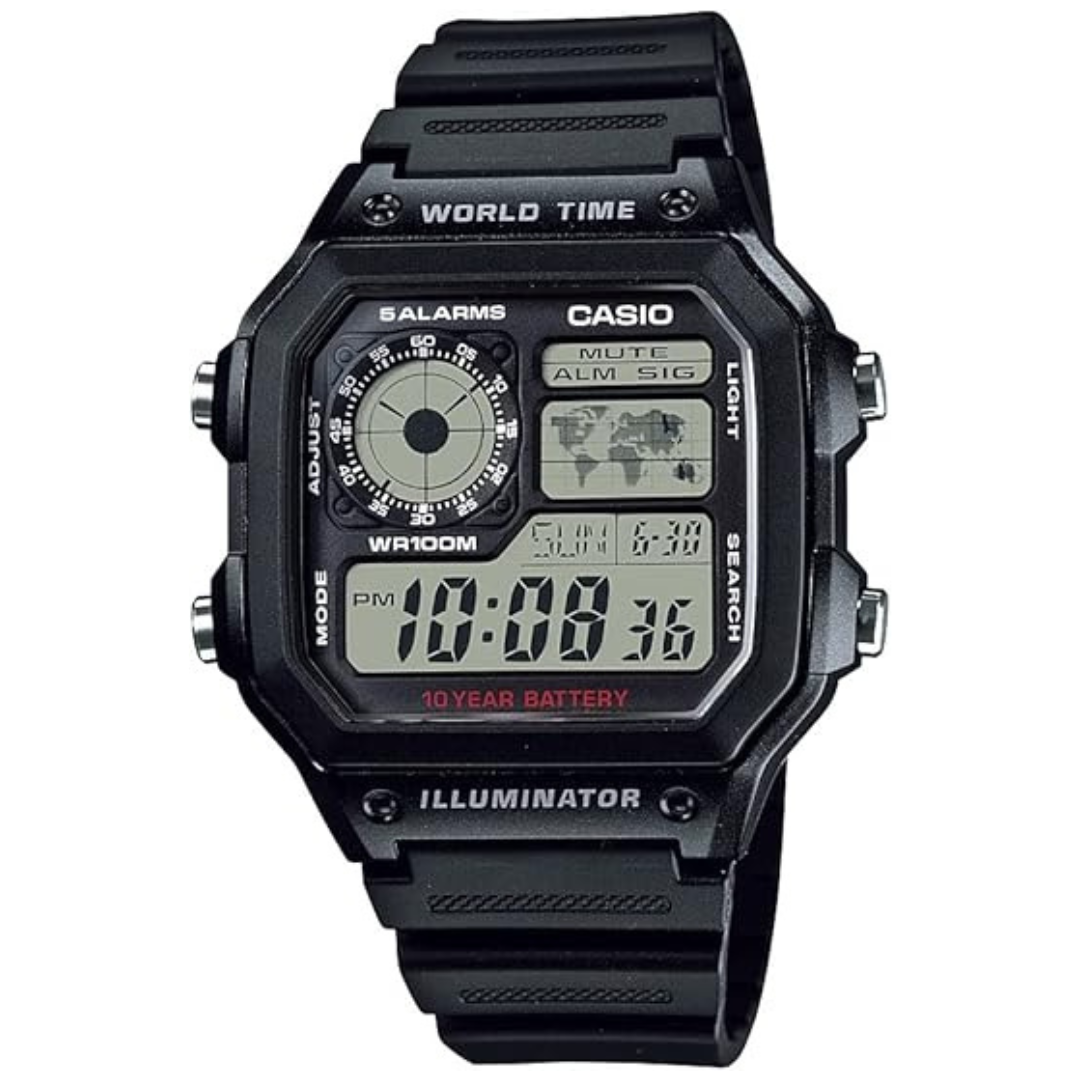 Casio Men's World Time Digital Chronograph Watch (AE-1200WH-1AVCF)