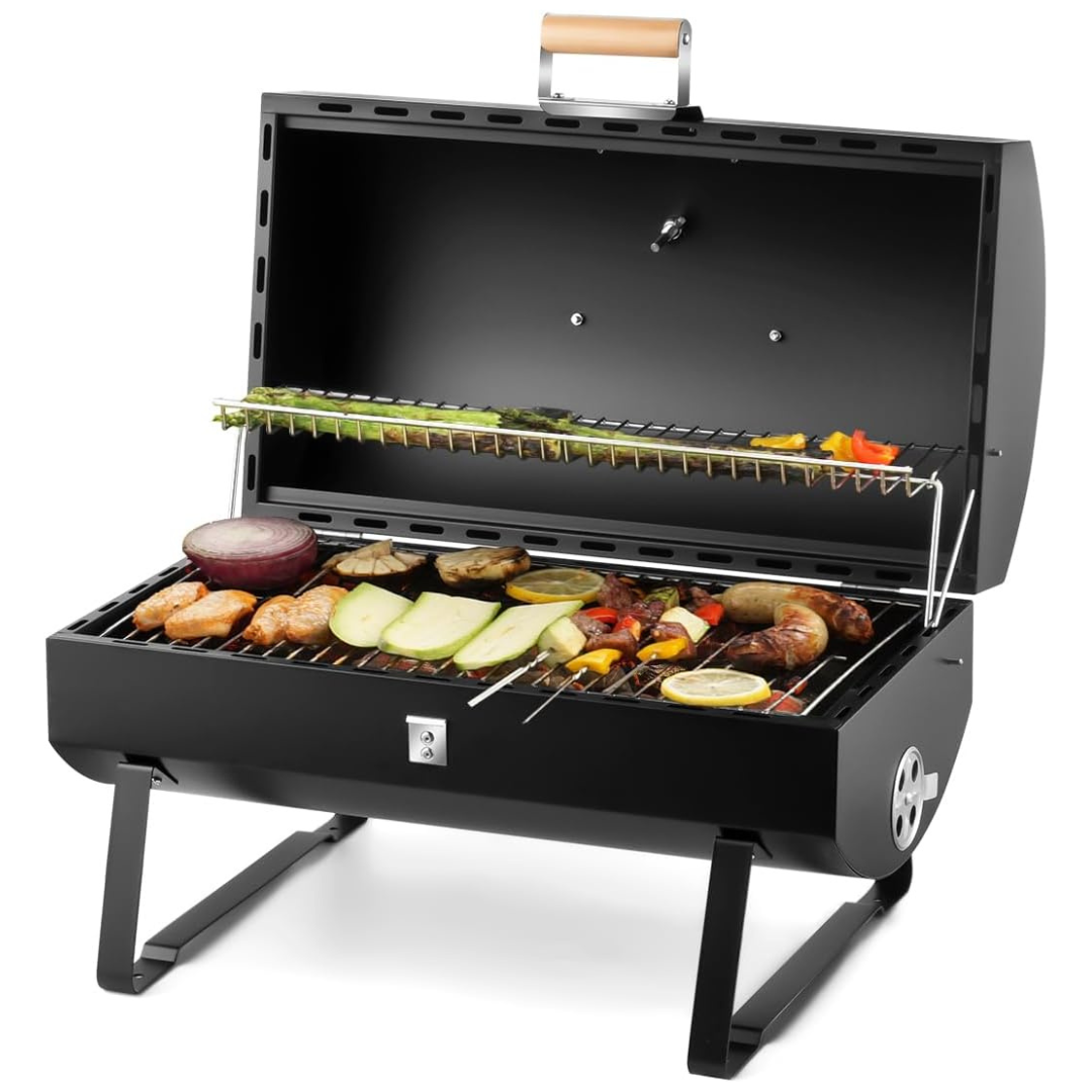 18" Portable Charcoal Barbecue Grill with Locking Lid