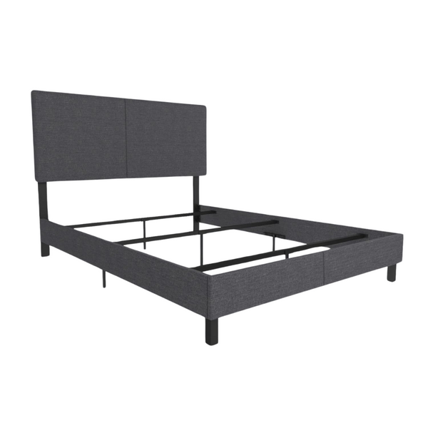 DHP Janford Queen Platform Bed With Upholstered Headboard (Gray Linen)