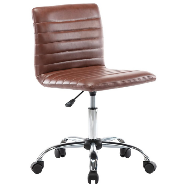 Stylish Armless Faux Leather Low Back Stool Look Desk Chair