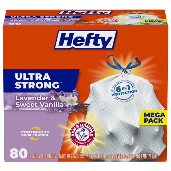 80-Count 13-Gal Hefty Ultra Strong Tall Kitchen Trash Bags + $0.80 Amazon Credit