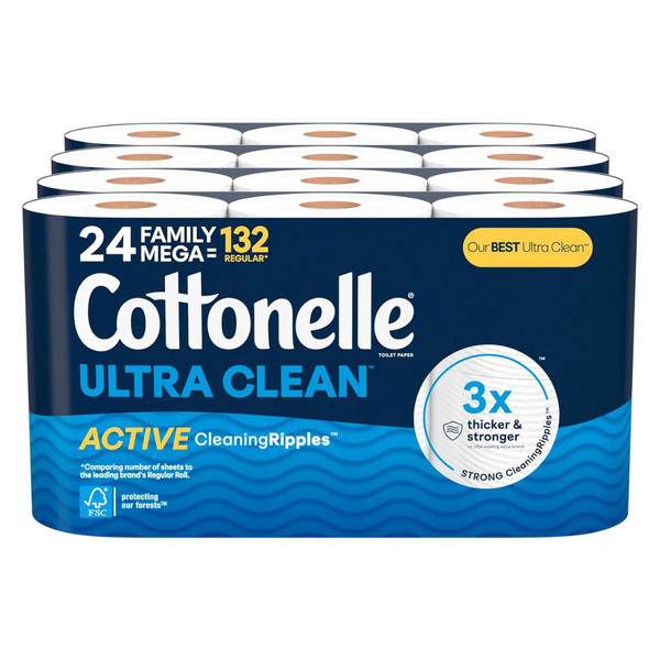 24-Count Cottonelle Toilet Paper Family Mega Rolls (Ultra Clean Or Ultra Comfort)