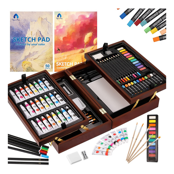 Vigorfun Deluxe Wooden Art Set Crafts Drawing Painting Kit