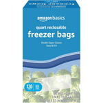 120-Count Amazon Basics Double Zipper Freezer Bags (Quart)