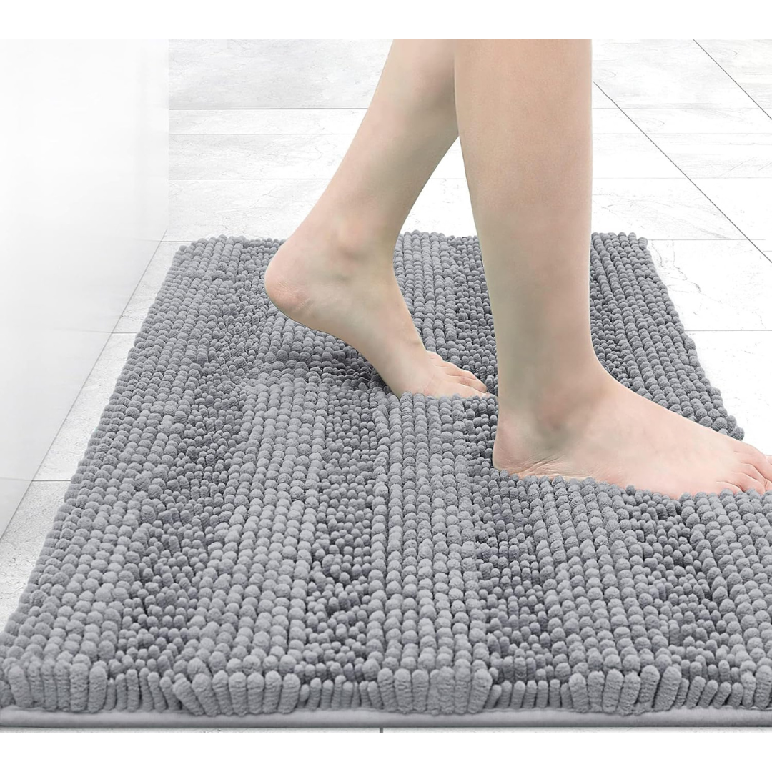 Extra Thick and Absorbent Chenille Striped Bathroom Rugs (30" x 20")