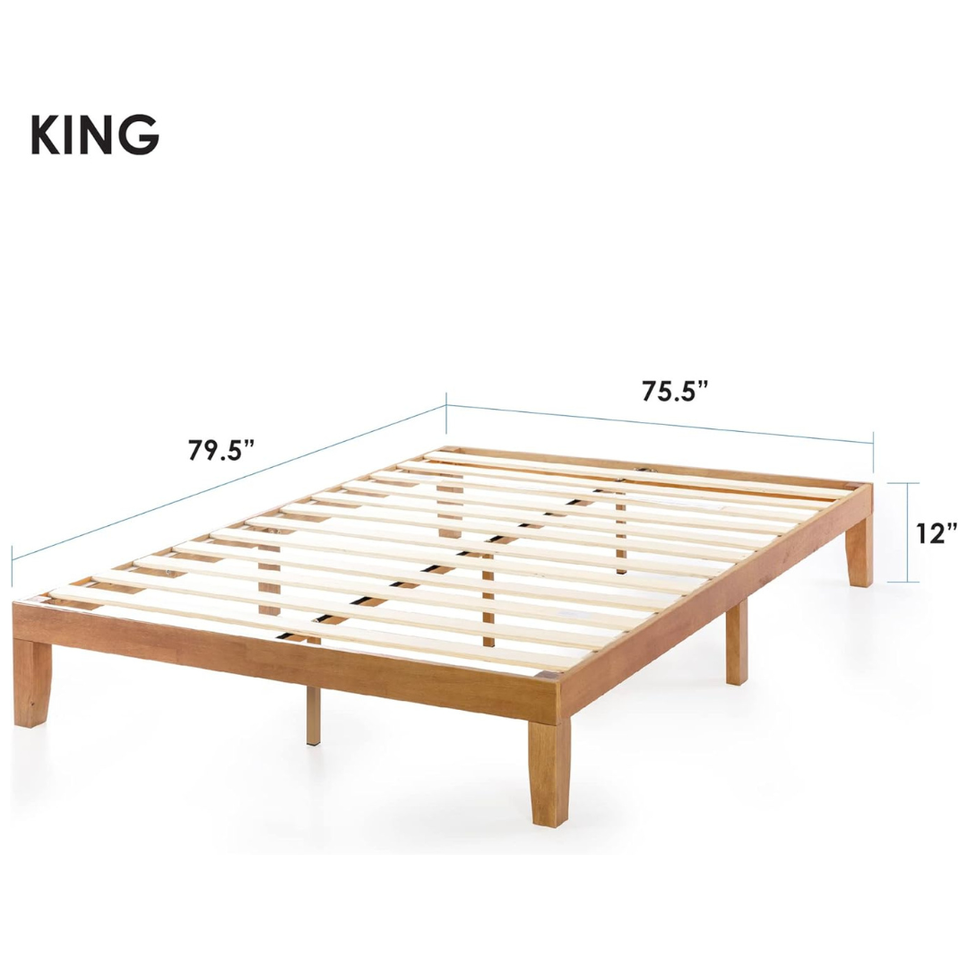 Mellow Naturalista Classic 12" King Size Solid Wood Platform Bed