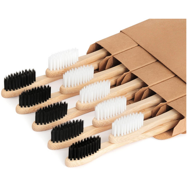 10-Pack Nuduko Biodegradable Natural Bamboo Toothbrushes