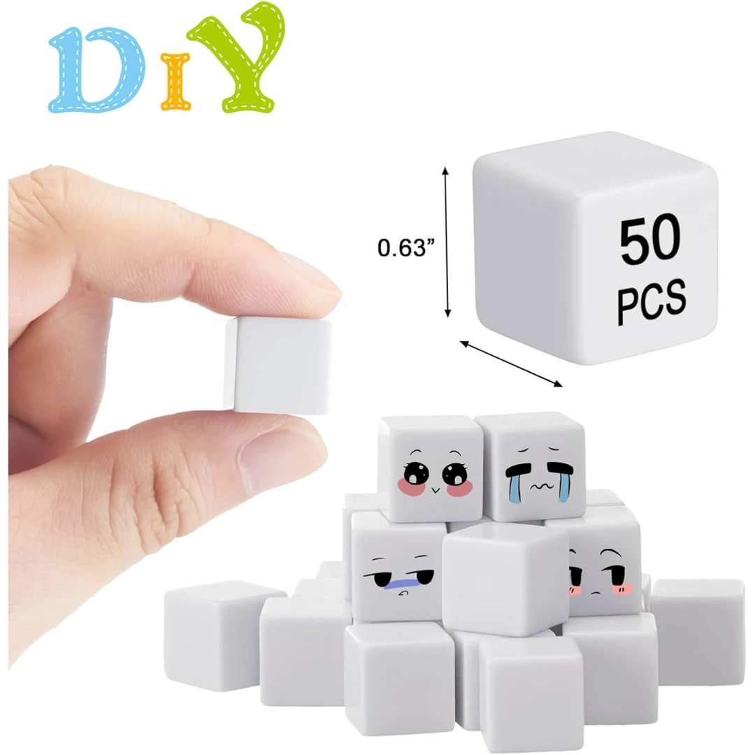 50-Piece 16MM Acrylic Blank Dice with Smoothed Surface