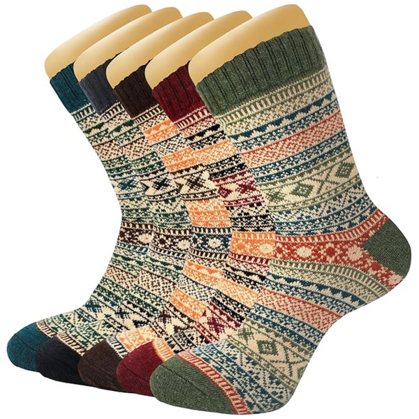 5-Pairs Unisex Soft Vintage Casual Knit Warm Winter Socks