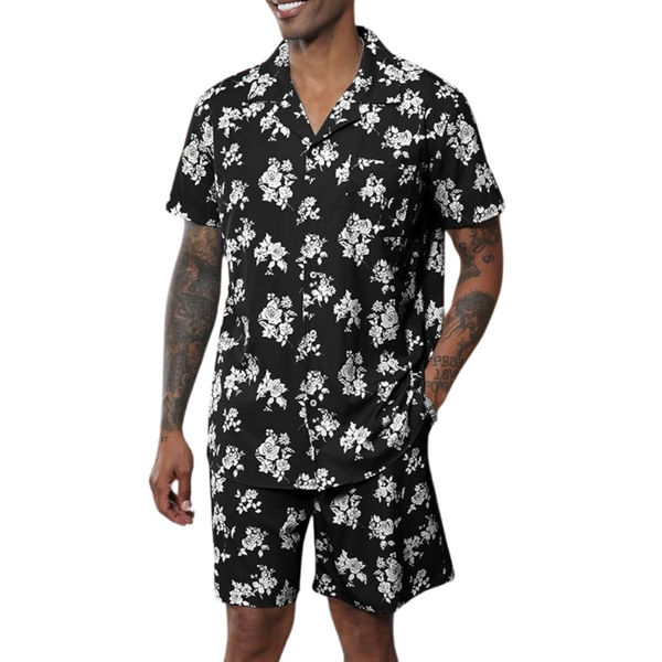 2-Piece Men's Hawaiian Outfit Summer Beach Shorts Sets