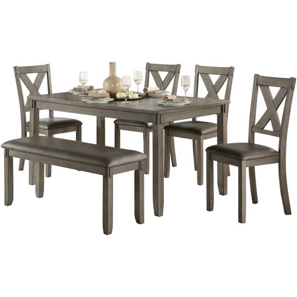 6-Piece Homelegance Holders Dining Table Set (Grey)