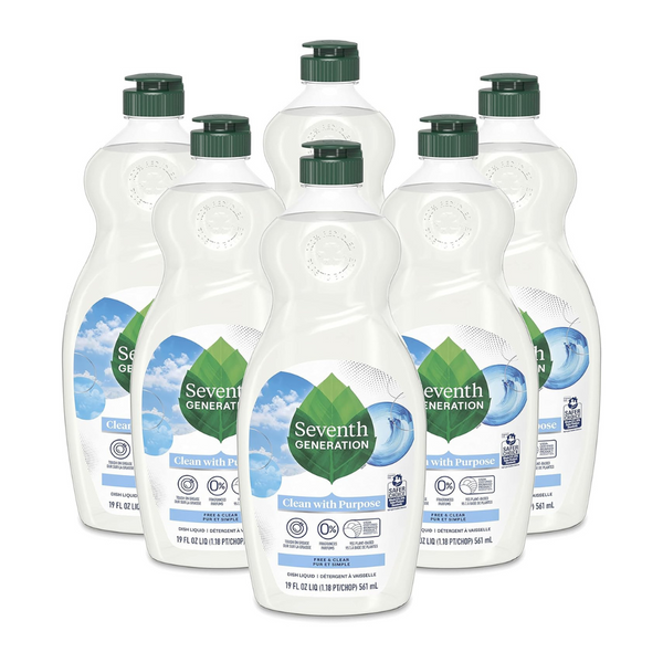 6-Pack Seventh Generation Dish Soap Liquid Free Clear, 19 Fl Oz