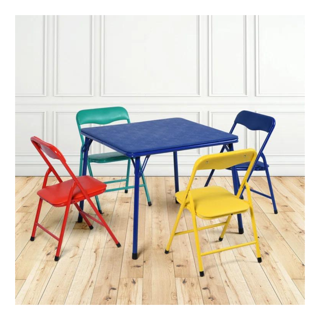 Set-Of-5 Colorful Folding Table And Chair Set For Kids