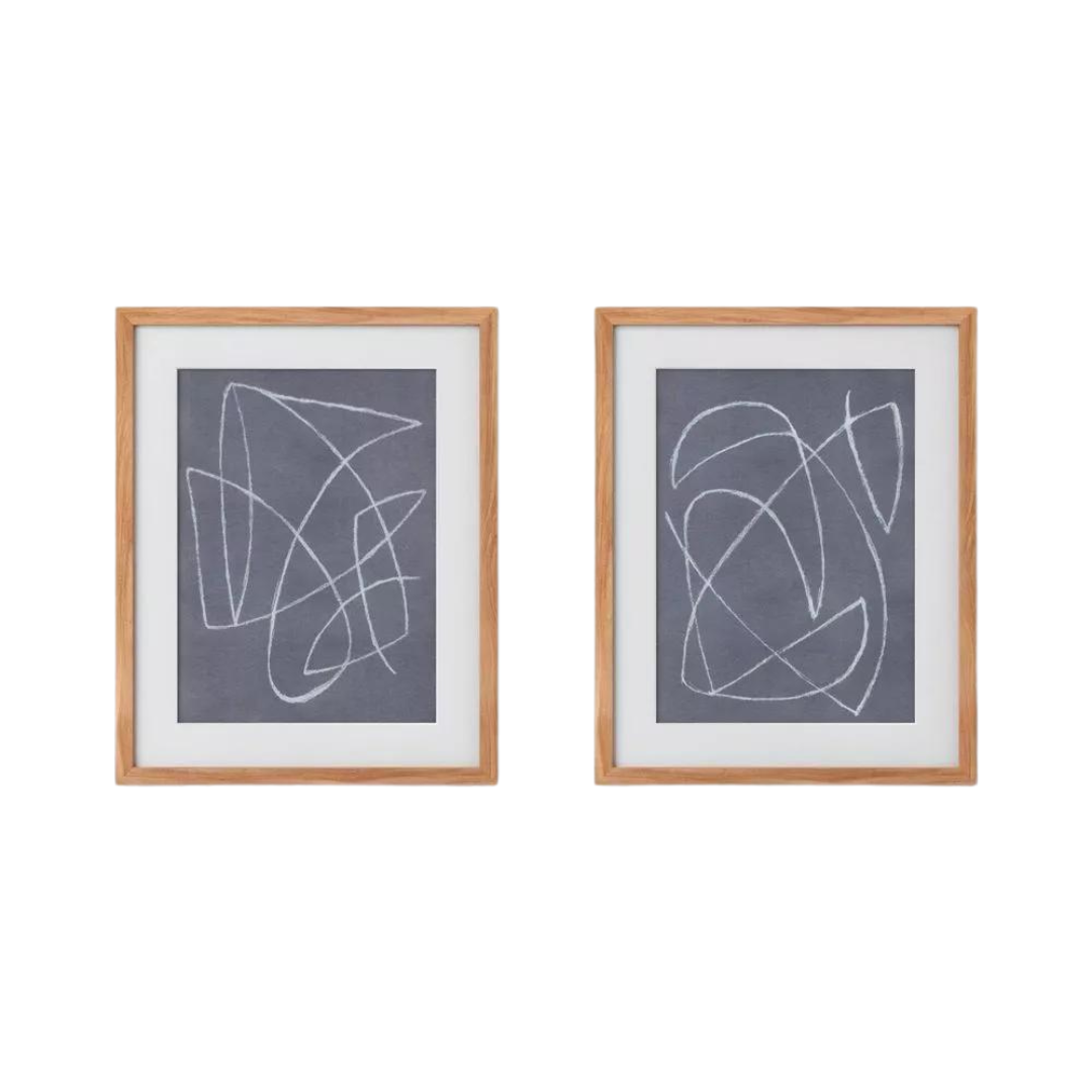 2-Pack Threshold 16"x20" Modern Scribble Framed Poster Wall Art