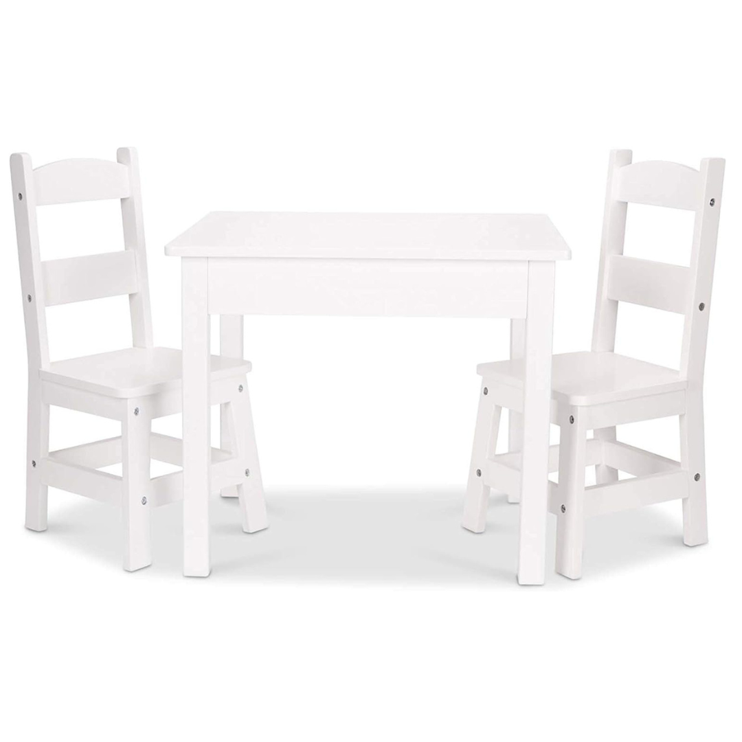 Melissa & Doug Wooden Sturdy Table And 2 Wooden Chairs