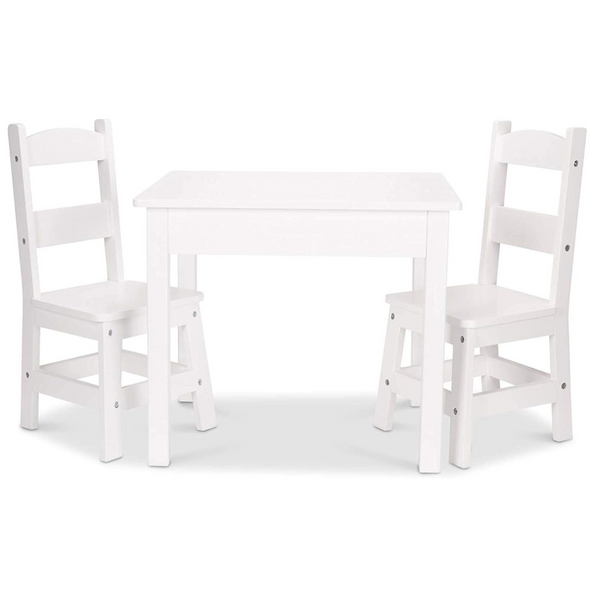 Melissa & Doug Wooden Sturdy Table And 2 Wooden Chairs