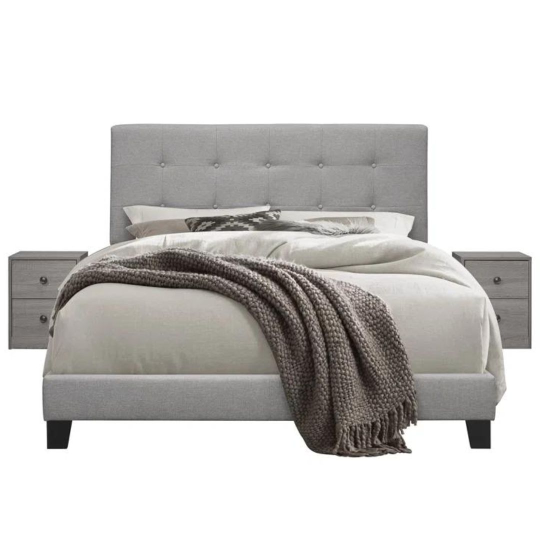 3-Piece Upholstered Bedroom Set: Queen Bed With 2 Night Stands