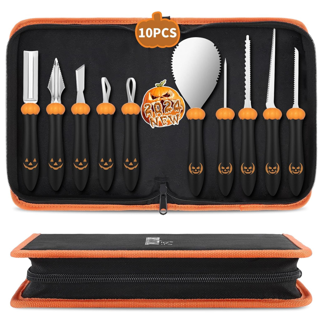 10-Piece Halloween Professional Stainless Steel Heavy Duty Carving Set