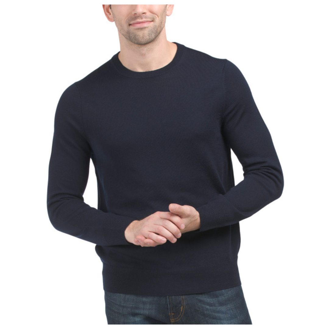 BROOKS BROTHERS Merino Wool Washable Crew Neck Sweater