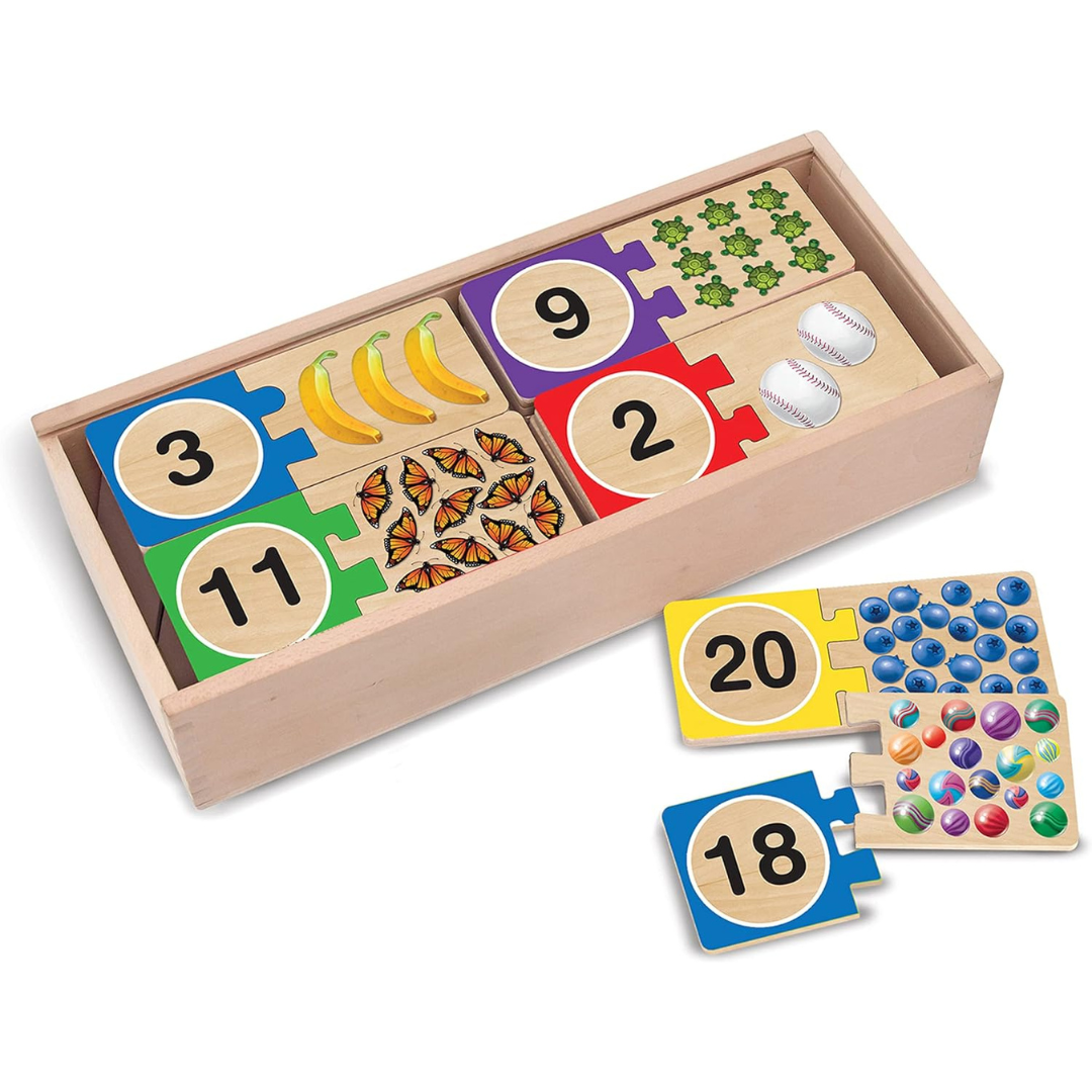 Melissa & Doug Self-Correcting Wooden Number Puzzles With Storage Box (40 Pcs)