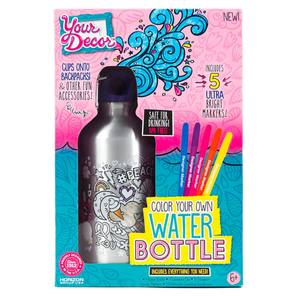 Just My Style Color Your Own Water Bottle, Includes Markers & Gemstones, Personalized Craft Kit