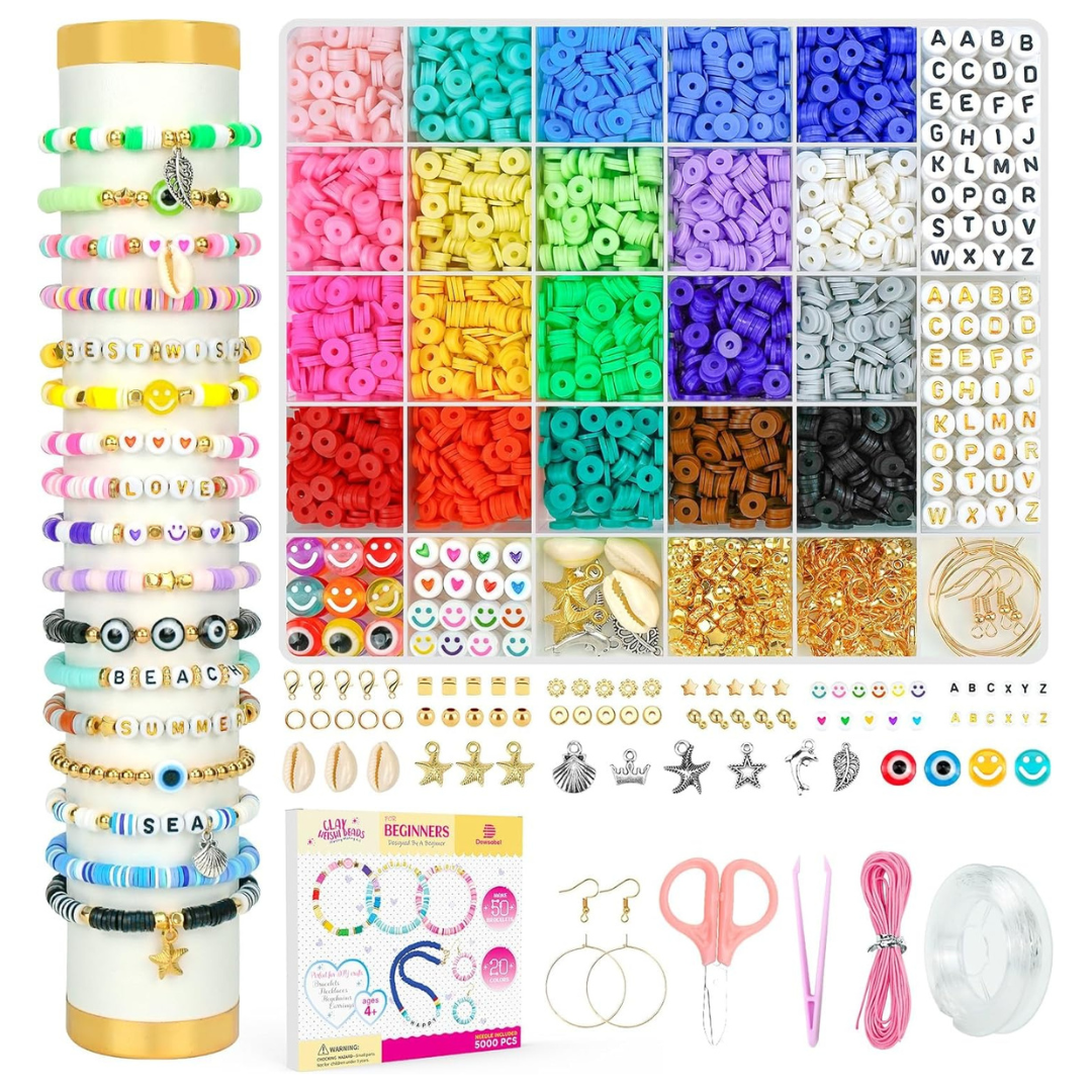 Dowsabel 5,000 Pcs Clay Beads Bracelet Making Kit