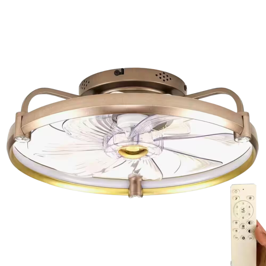 Yuyi 17.7" Indoor Modern Gold Flush Mount Ceiling Fan