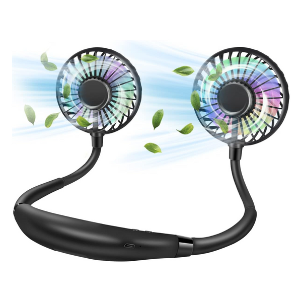 Hand Free Rechargeable Portable Neck Fan With 3 Speed Adjustments