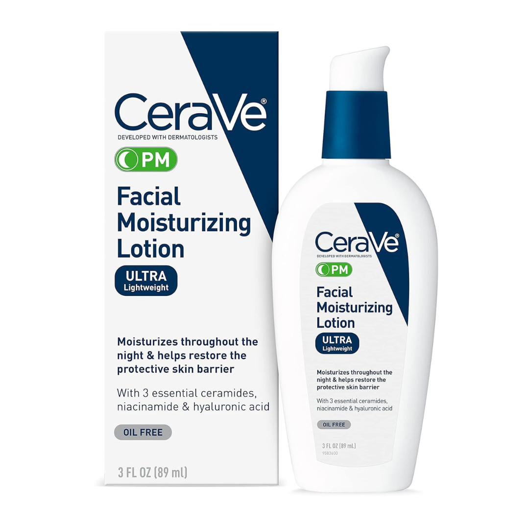 CeraVe PM Facial Moisturizing Lotion Night Cream, 3 Oz