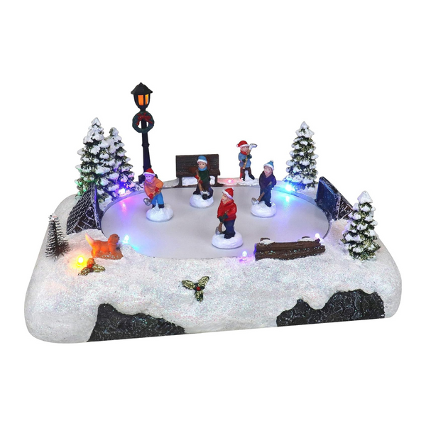 Christmas Village Tabletop Hockey Skating Rink