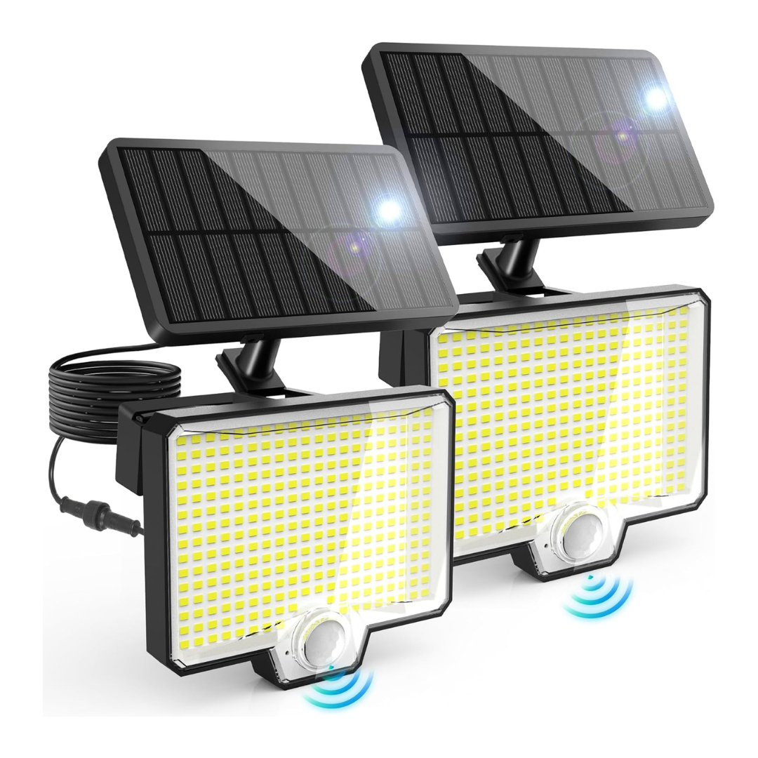 2-Pack Auderwin 2600Lm IP67 Waterproof Solar Flood Lights