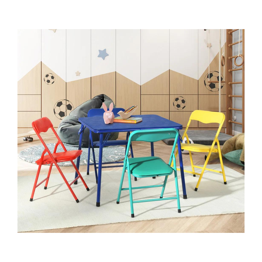 Set-Of-5 Colorful Folding Table And Chair Set For Kids