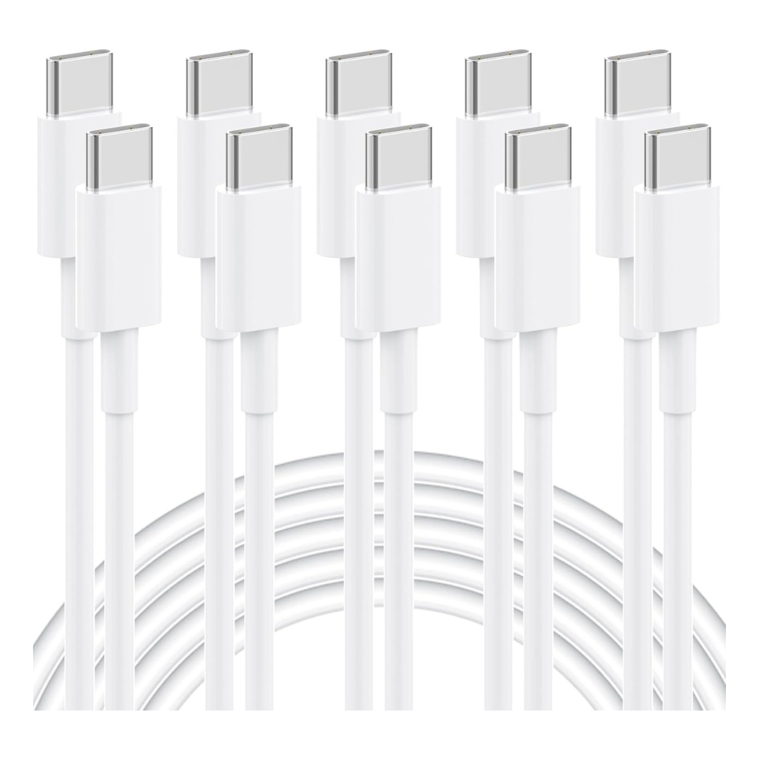 5-Pack 6ft 60W USB-C To USB-C Charging Cable