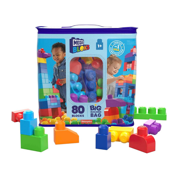 80-Piece MEGA Kids First Builders Toddler Blocks Toys Bag