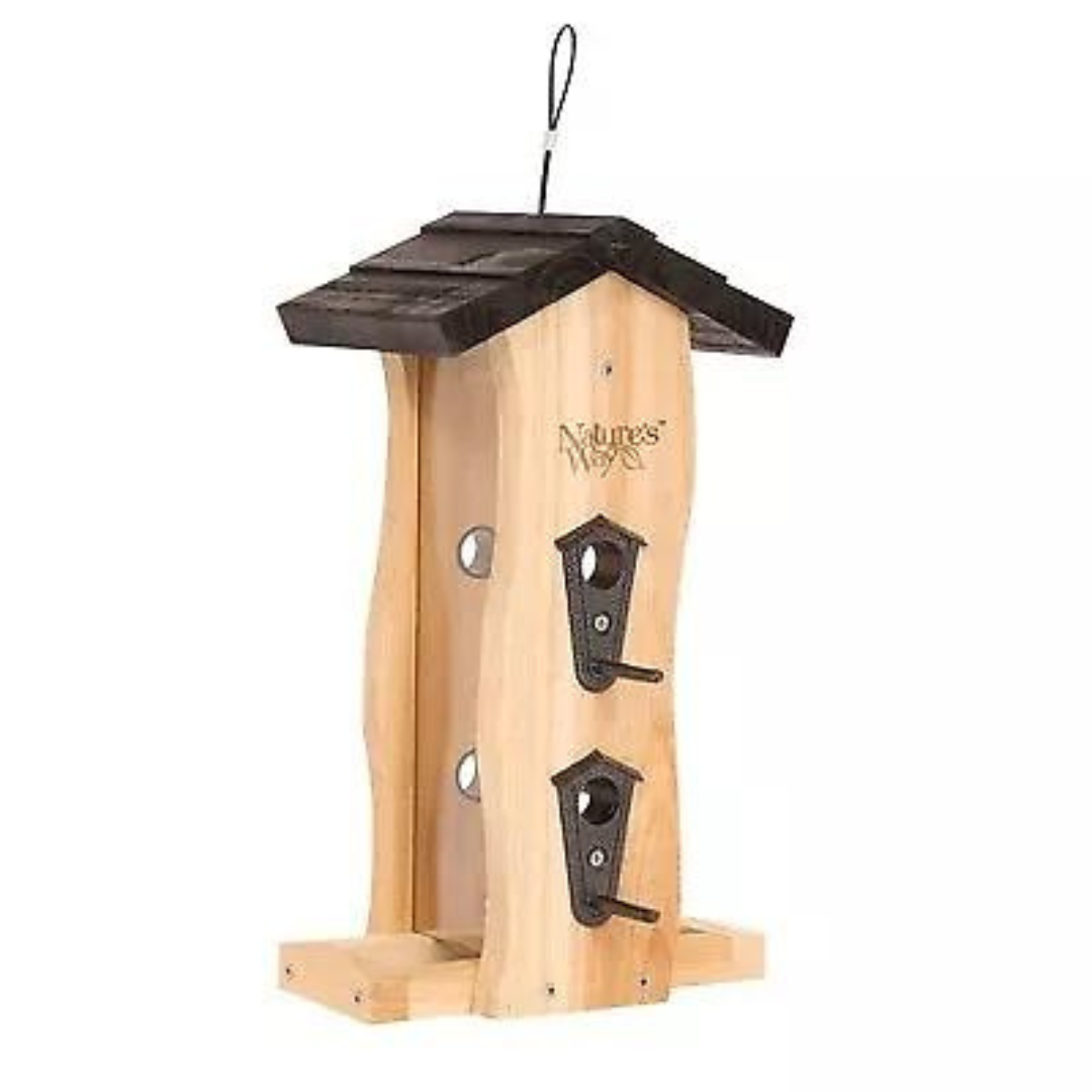 Nature's Way 8.5" 2Qt. Cedar Wood Vertical Wave Bird Feeder