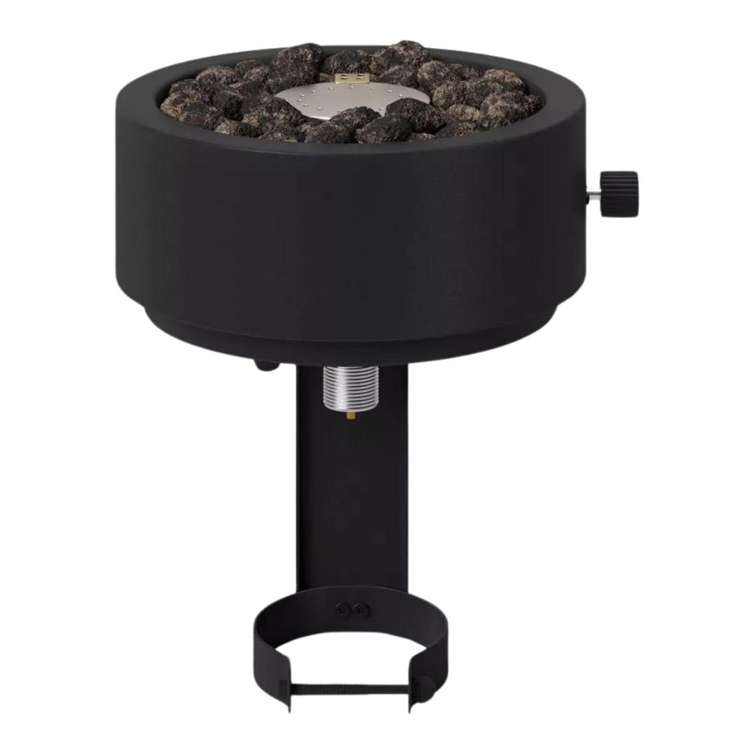 10" Metal Outdoor Tabletop Propane Fire Pit Lava Rock For Umbrella Hole