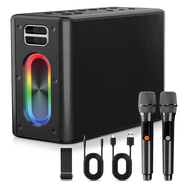 Karaoke Powerful Portable Bluetooth Speaker With Two Wireless Microphones