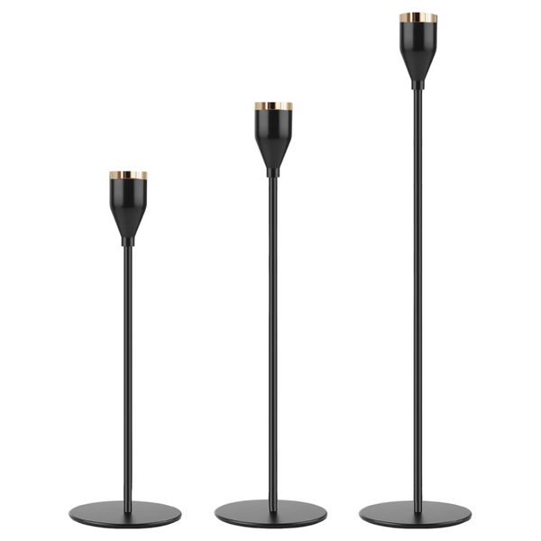 Set Of 3 Modern Metal Taper Candle Holders