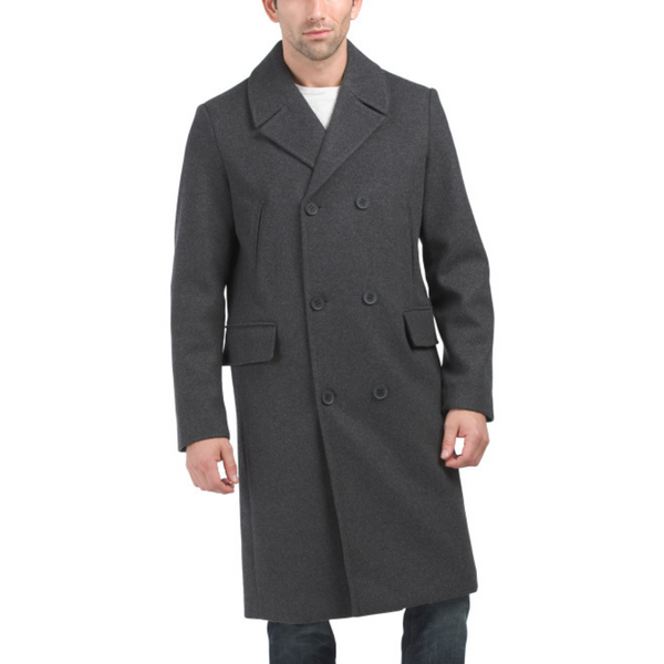 COLE HAAN Wool Blend Double Breasted Coat