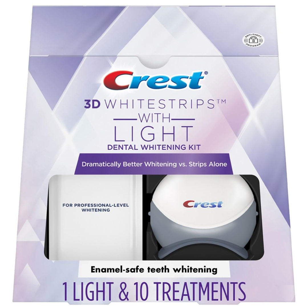 Crest 3D Whitestrips With Light, Teeth Whitening Strip Kit, 20 Strips (10 Count Pack)