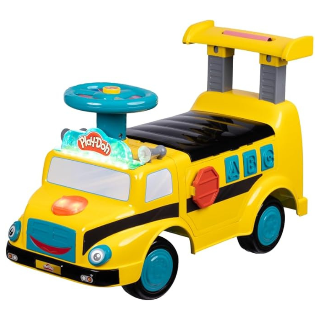 Play-Doh Activity School Bus – Push And Ride On Toy Car, Lights And Sounds. Includes Shape And Number Cutters, Play Doh Set