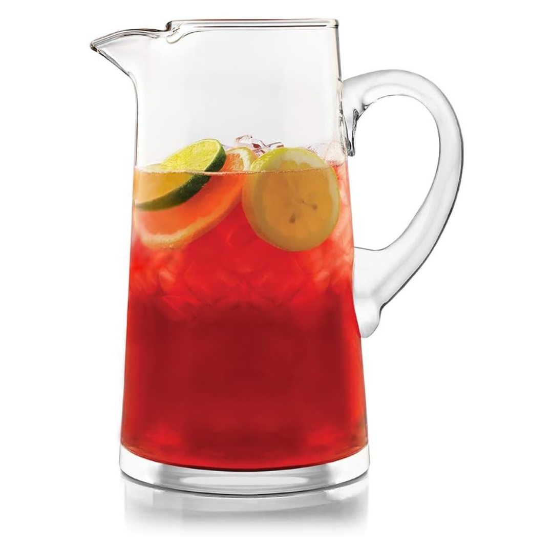 Libbey Cantina 90 Oz Tall Glass Pitcher, Hand-Blown Clear Glass