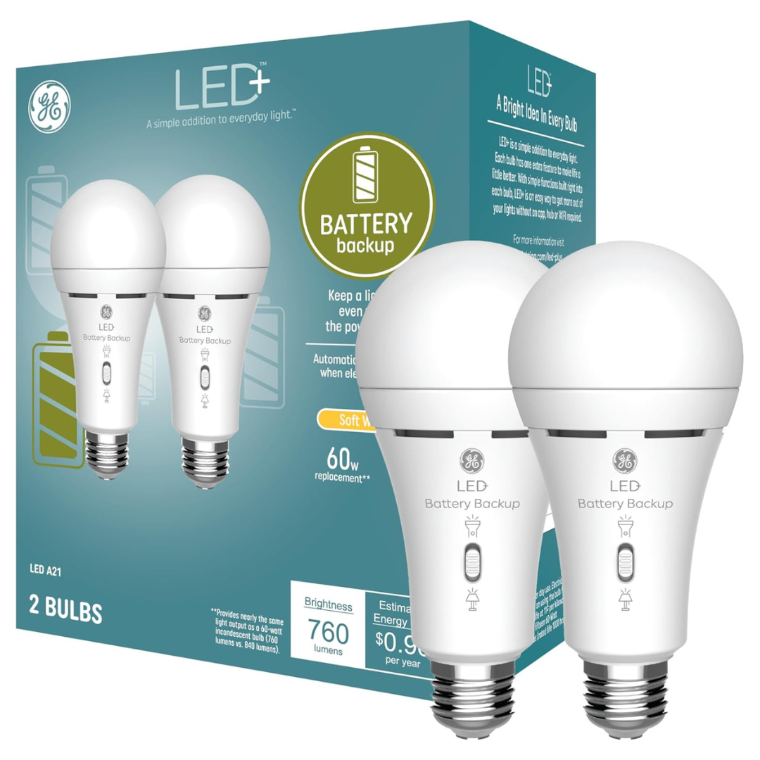 GE LED+ Backup Battery LED Light Bulbs