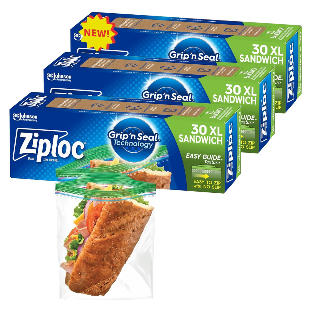 90-Count (3 x 30-Count) Ziploc Reusable Sandwich And Snack Bags