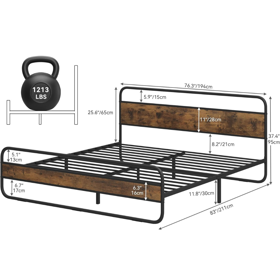 Yitahome King Bed Frame with Wood Headboard and Footboard