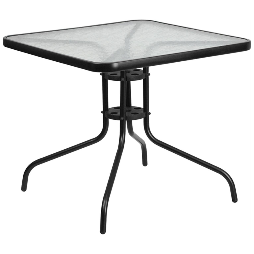 Flash Furniture Barker 31.5" Square Tempered Glass Metal Table