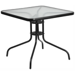 Flash Furniture Barker 31.5" Square Tempered Glass Metal Table