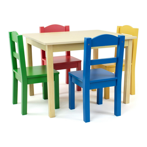 Humble Crew Collection Kids Wood Table & 4 Chair Set