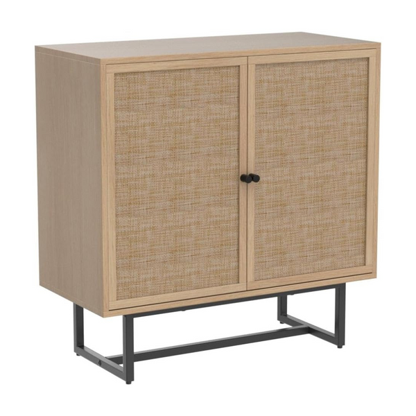 Nathan James Kova Natural Cane Rattan Doors Accent Cabinet