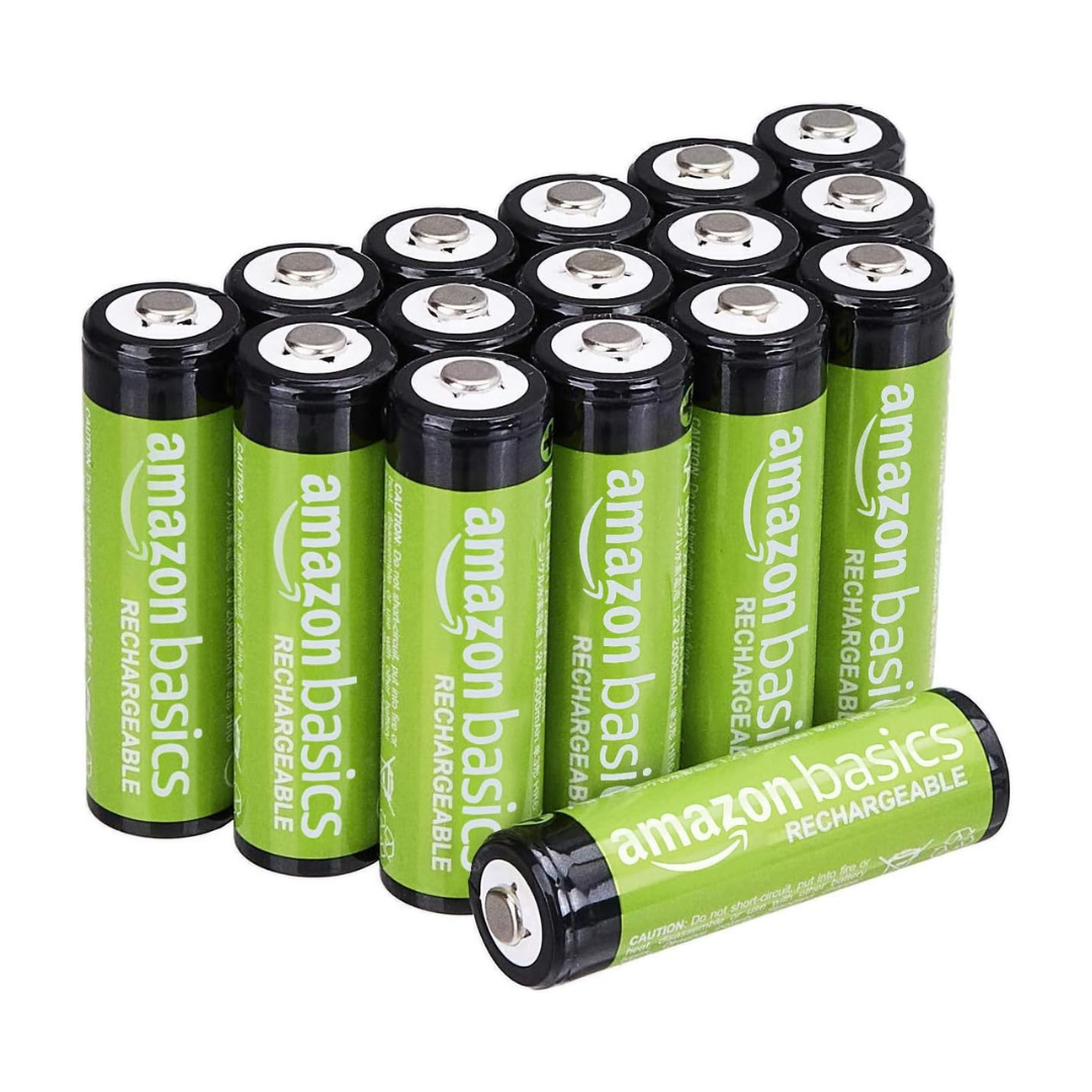 16-Pack Amazon Basics 2000 mAh AA Rechargeable NiMH Batteries